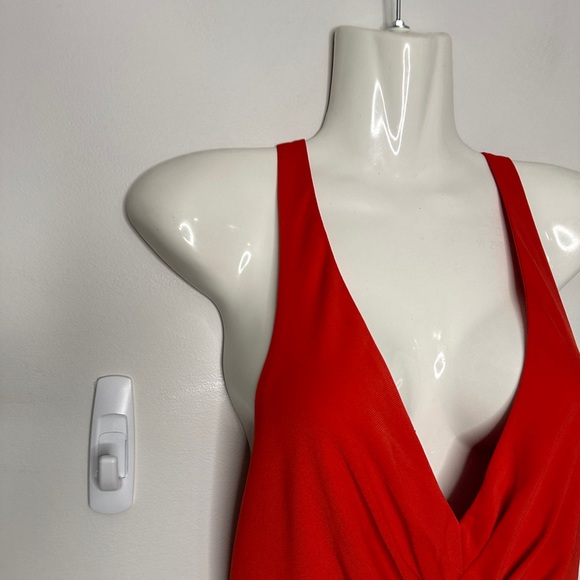 BCBG MaxAzria Fire Orange Red Halter Style Maxi Dress Small - Picture 13 of 16